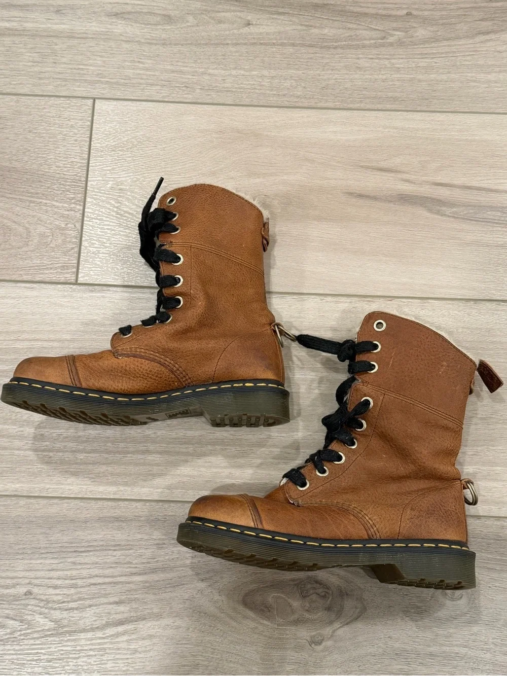Dr. Martens Aimilita, Brown Fur Boots, Winter Shoes Size UK 6, EU 39 US 8